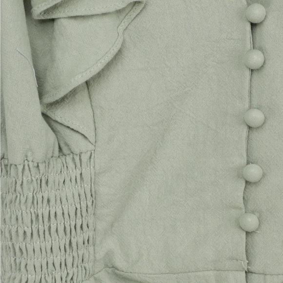 Lulus Sage Green Ruffled Button-Front Romper size S - Picture 4 of 4